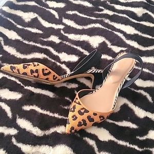 Aldo Leporard and Zebra Point Toe Slingback Pumps with low heel size 8.5
